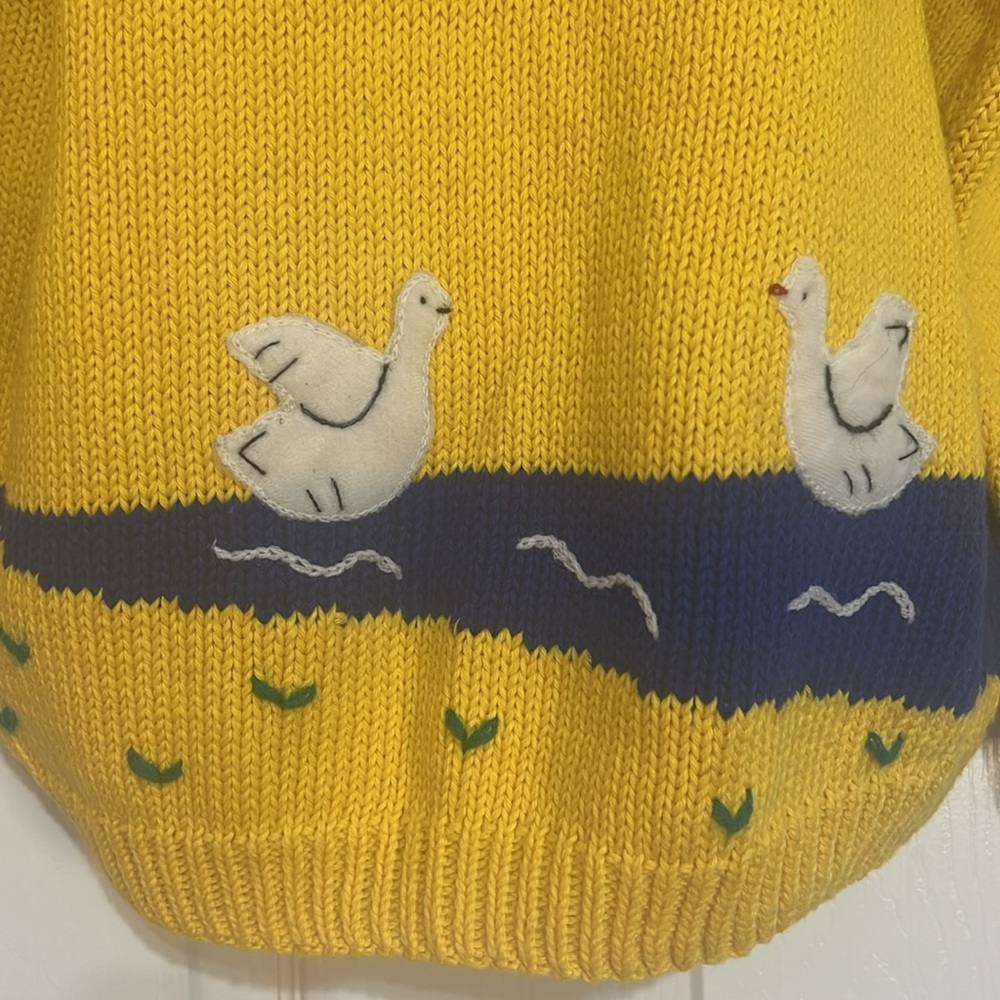 Aunti M’s Fantasies Noah’s Ark child yellow crew neck pullover sweater, size L - Picture 8 of 13